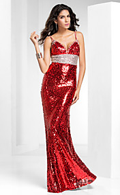 Trumpt/Mermaid V-neck Floor-length Sequined Evening Dress