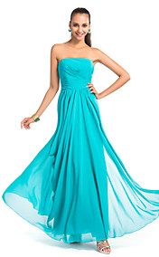 Sheath/Column Strapless Floor-length Chiffon Evening Dress