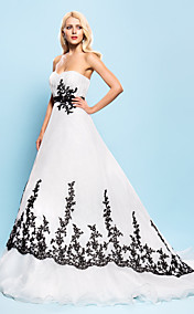  Ball Gown Sweetheart Court Train Organza Wedding Dress