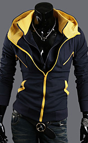Men's Contrast Colors Two Pieces Like Slim Hoodie Jacket