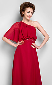 Sheath/Column One Shoulder Floor-length Chiffon Mother of the Bride Dress