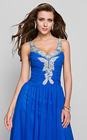 Sheath/Column V-neck Floor-length Chiffon Evening Dress