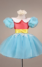 Ball Gown Short Puff Sleeve Tulle And Satin Flower Girl Dress