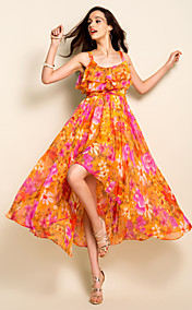 TS Ruffle Chiffon Midi Strap Midi Dress
