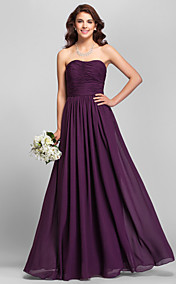 Sheath/Column Strapless Floor-length Chiffon Bridesmaid Dress