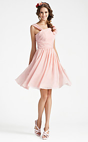 A-line V-neck Sleeveless Knee-length Chiffon Bridesmaid Dress