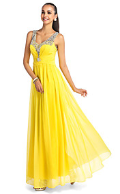 A-line V-neck Floor-Length Chiffon Evening Dress