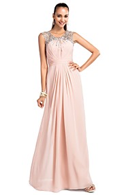 Sheath/Column Jewel Floor-length Chiffon Evening Dress