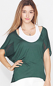L'CART Chiffon Bat Sleeve Loose Fit T Shirt