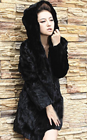 Long Sleeve Hood Faux Fur Casual/Party Coat