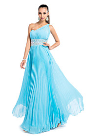  Sheath/Column One Shoulder Floor-length Chiffon Evening/Prom Dress With Pleats