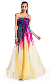 A-line/Princess One-shoulder Floor-length Chiffon Printing Evening Dress