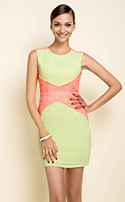 TS Light Neon Contrast Color Sleeveless Dress
