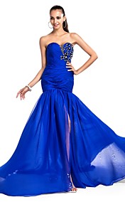 Trumpet/Mermaid Sweetheart Sweep/Brush Train Chiffon Evening Dress
