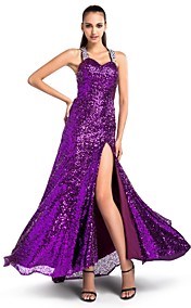  Trumpet/Mermaid Sweetheart Sweep/Brush Train Sequined Evening Dress