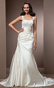  Trumpet/Mermaid Sweetheart Court Train Satin Wedding Dress