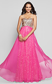  A-line Princess Sweetheart Floor-length Sequined Evening Dress