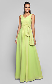 Sheath/Column V-neck Floor-length Chiffon Evening/Prom Dress