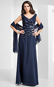 Sheath/Column V-neck Floor-length Chiffon Evening Dress With A Wrap 