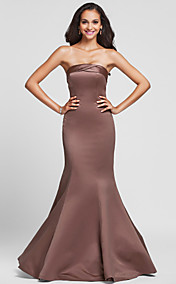  Trumpet/Mermaid Strapless Floor-length Satin Bridesmaid Dress