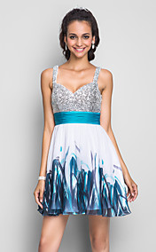 A-line Straps Short/Mini Chiffon Cocktail/Prom Dress