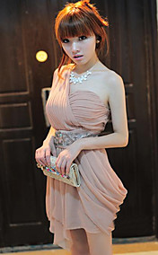 Women's One Shoulder Pleats Gathered Asym Hem Dresses