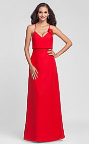  Sheath/Column Halter Floor-length Chiffon Bridesmaid Dress