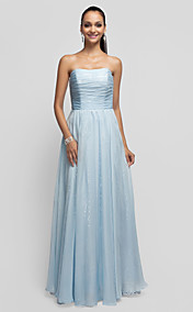  A-line/Princess Strapless Floor-length Chiffon Evening Dress With Sequins