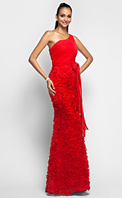  Trumpet/Mermaid One Shoulder Floor-length Chiffon And Lace Evening/Prom Dress