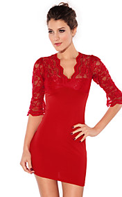 Women's Red Lace Dress(Bust:86-102,Waist:58-79,Hip:90-104,Length:82-112CM)