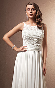 A-line/Princess Straps Court Train Chiffon Wedding Dress