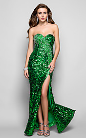Sheath/Column Sweetheart Floor-length Sequined Evening Dress