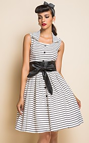 TS VINTAGE Stripes Belted Skater Dress