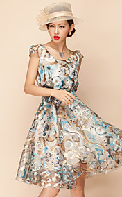 YEMEN ROSE Vintage Organza Swing Dress