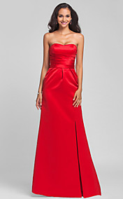 Sheath/Column Sweetheart Sweep/Brush Train Satin Bridesmaid Dress