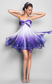A-line One Shoulder Short/Mini Chiffon Cocktail Dress
