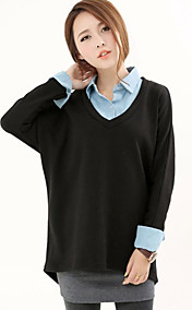 Women's Contrast Color Splicing Roll Up Cuff T-shirts