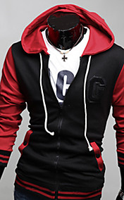Men'S Zipper Contract Color Long Sleeve Hoodie