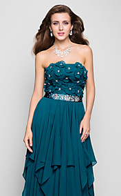 Sheath/Column Strapless Floor-length Chiffon Evening Dress