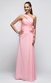 Sheath/Column One Shoulder Floor-length Chiffon Evening/Prom Dress With Side Draping