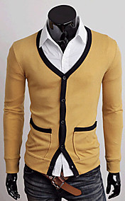 Men's Contrast Color V-neck Cardigan Sweater
