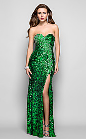 Sheath/Column Sweetheart Floor-length Sequined Evening Dress
