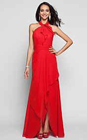 A-line Princess Strapless Floor-length Tulle And Satin Evening Dress (551350)