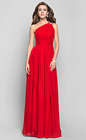 Sheath/Column One Shoulder Floor-length Chiffon Evening Dress (551342)