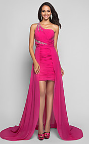 Sheath/Column  One Shoulder  Asymmetrical  Chiffon Evening Dress