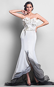 Trumpet/Mermaid Strapless Sweep/Brush Train Lace And Chiffon Floor-length Evening Dress (518620)