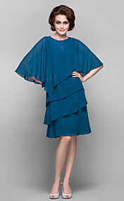 Sheath/Column Scoop Knee-length Chiffon Mother of the Bride Dress (551489)