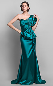 Trumpet/Mermaid One  Shoulder Stretch Satin  Floor-length Evening Dress