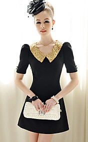 Pink Doll Elegant Sequin Collar Mini Dresses