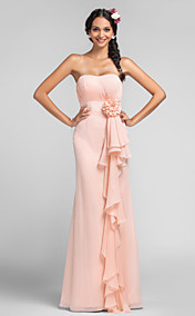 Sheath/Column Sweetheart Floor-length Chiffon Bridesmaid Dress 